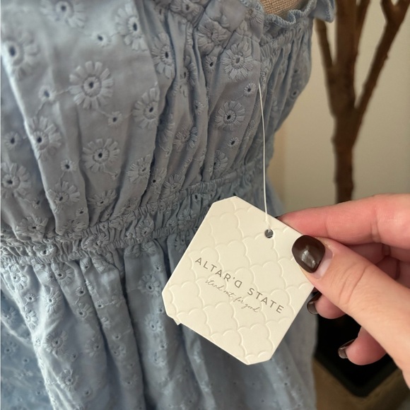 Altar'd State Sky Blue Floral Dress sz M - Picture 3 of 5